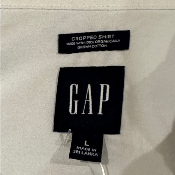 GAP Crisp White Cropped Cotton Collared Button Long Sleeve Shirt Size Large NEW - Picture 10 of 11